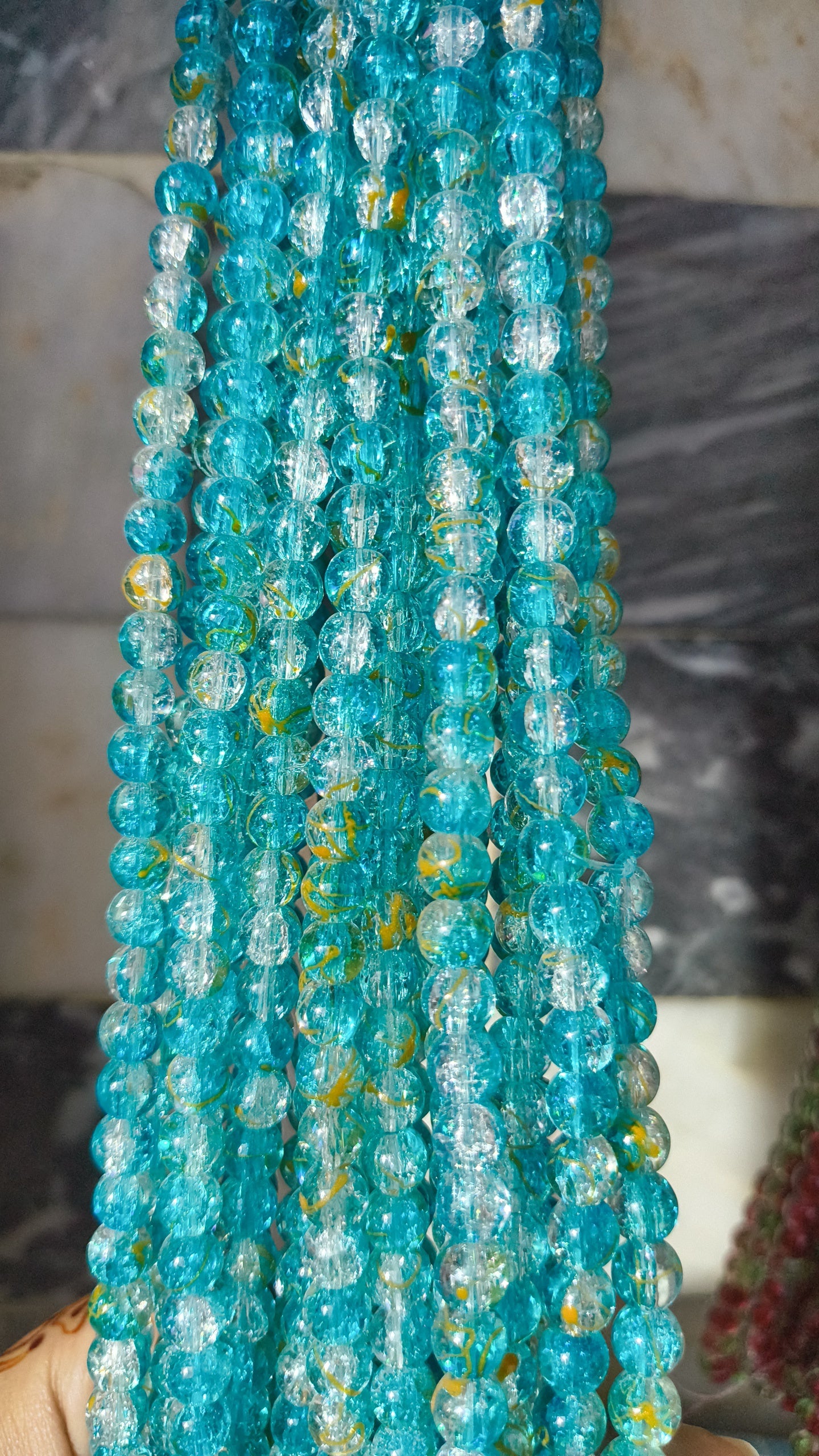 (8mm) High Quality Cracked Glass Beads (24+ Colors)