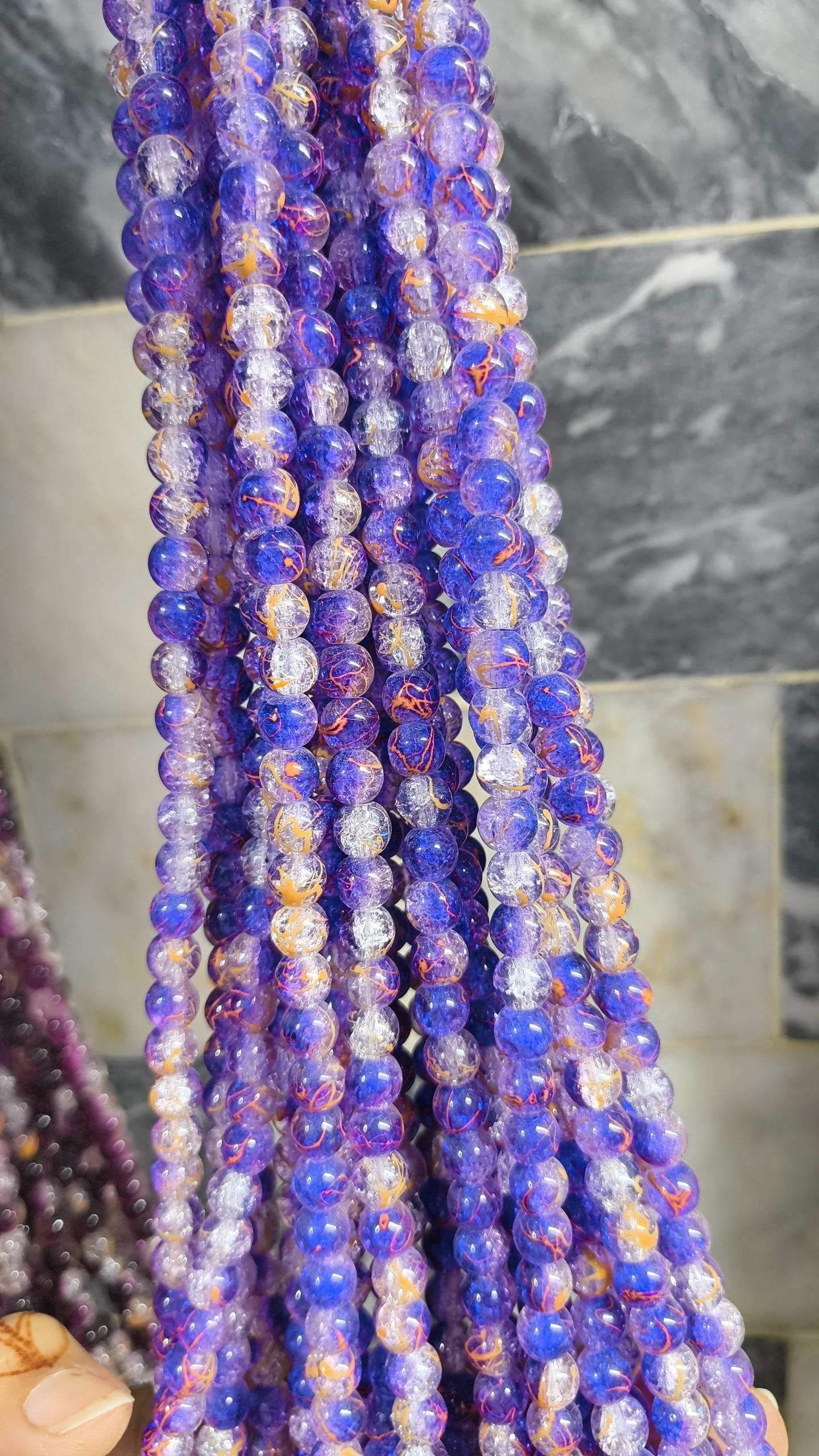 (8mm) High Quality Cracked Glass Beads (24+ Colors)