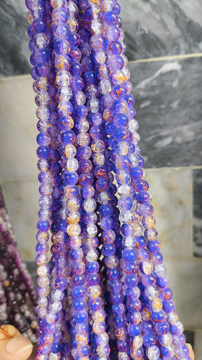 (8mm) High Quality Cracked Glass Beads (24+ Colors)