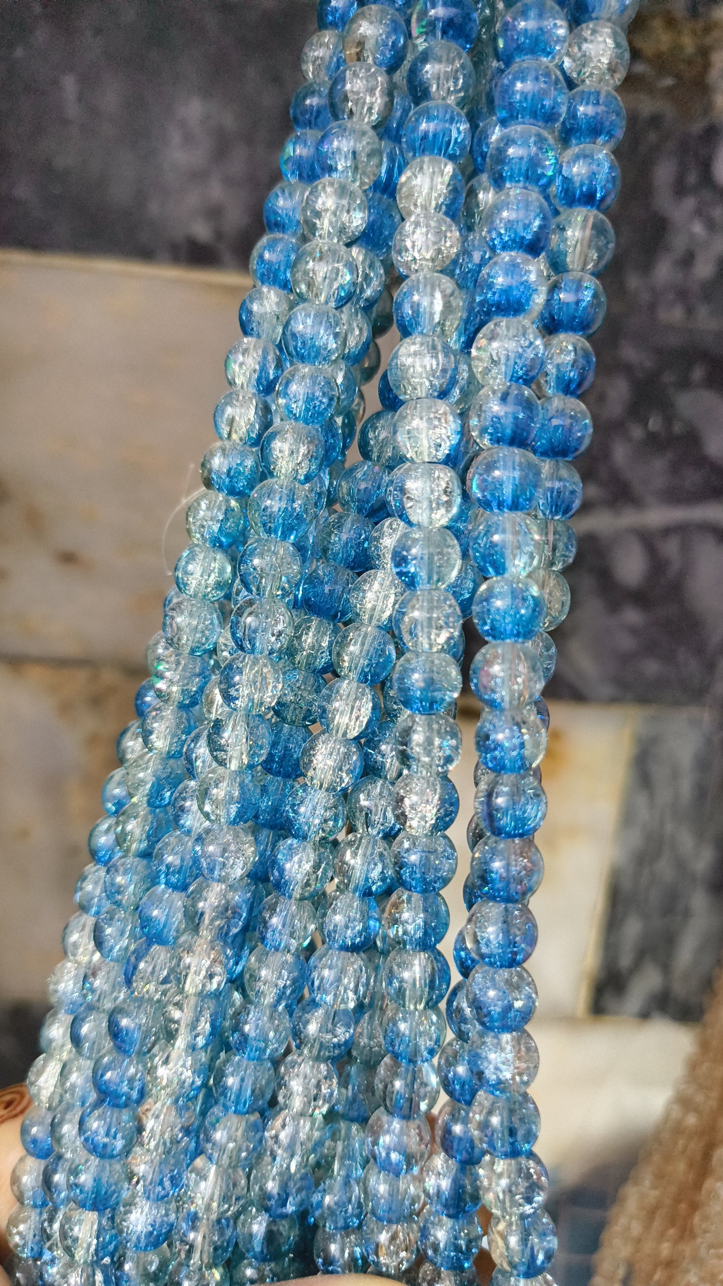 (8mm) High Quality Cracked Glass Beads (24+ Colors)