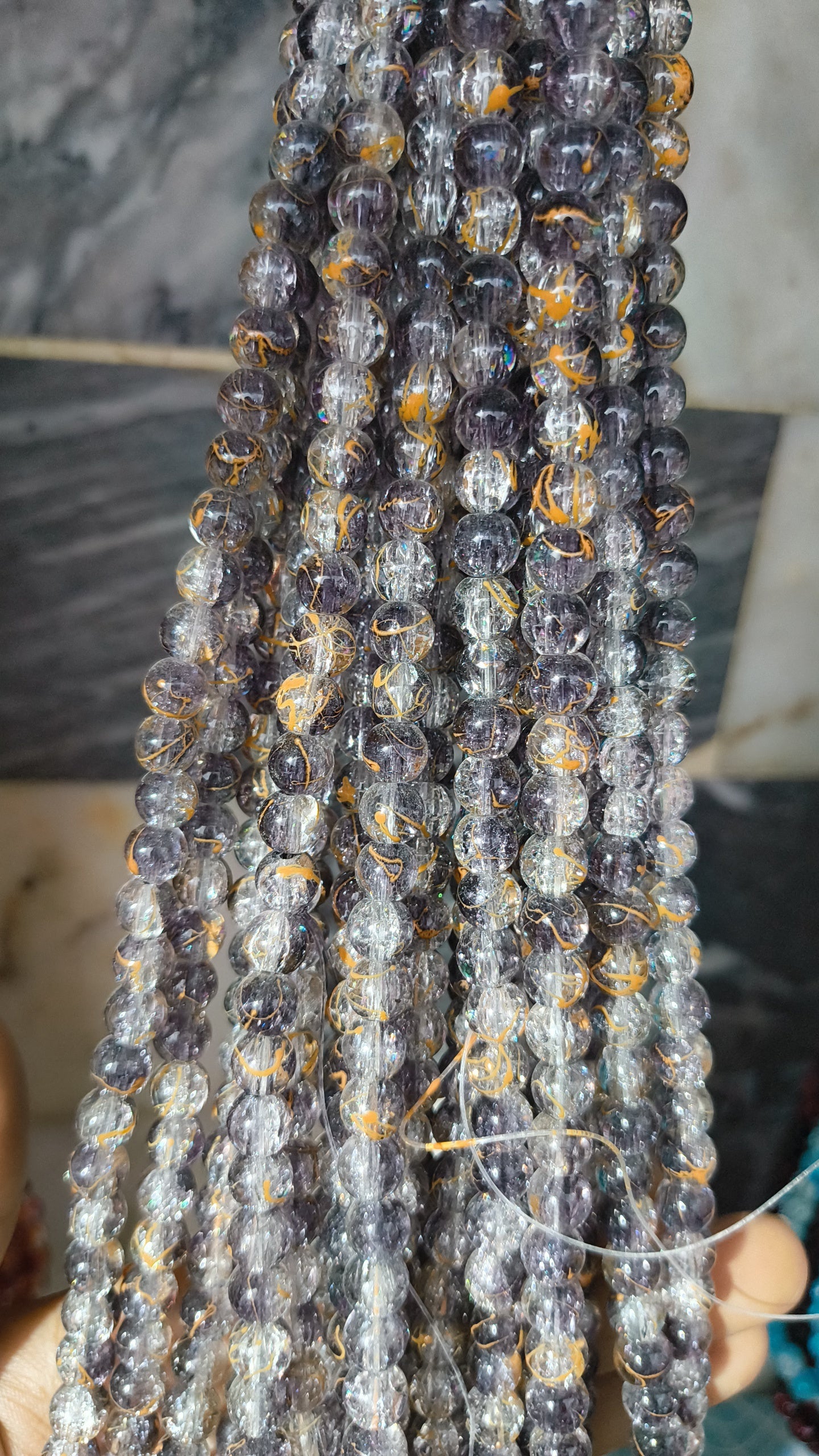 (8mm) High Quality Cracked Glass Beads (24+ Colors)