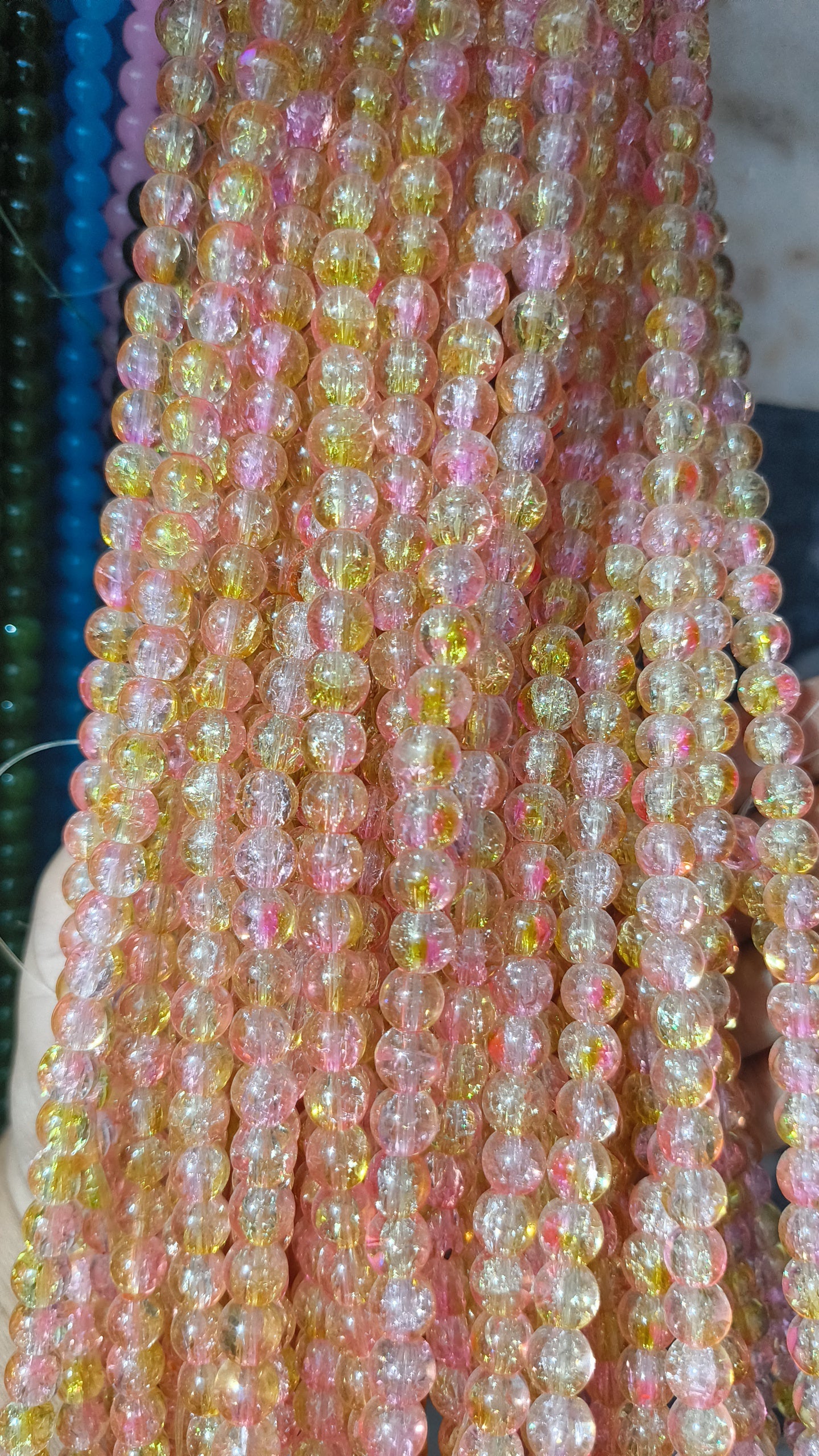 (8mm) High Quality Cracked Glass Beads (24+ Colors)