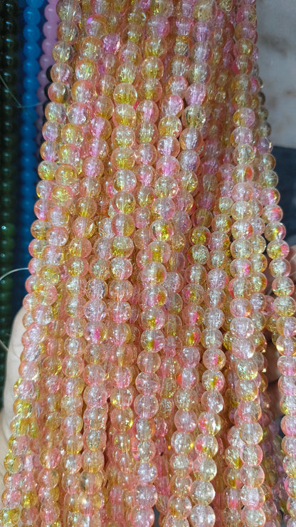 (8mm) High Quality Cracked Glass Beads (24+ Colors)