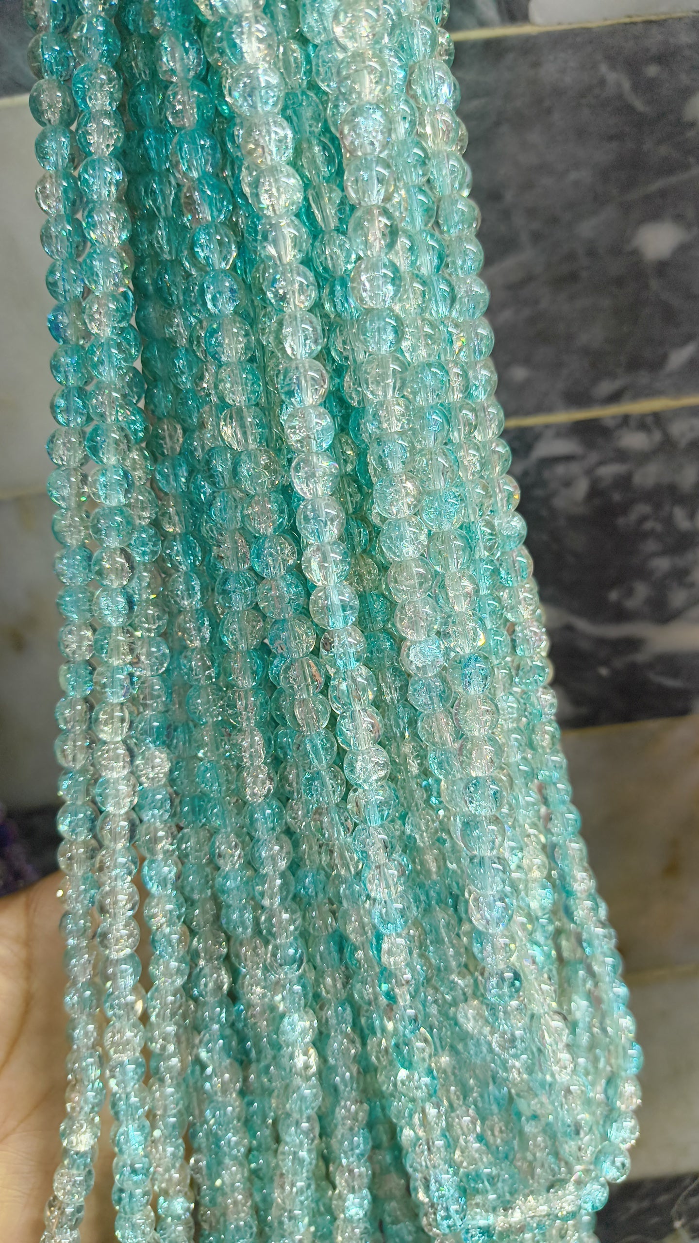 (8mm) High Quality Cracked Glass Beads (24+ Colors)
