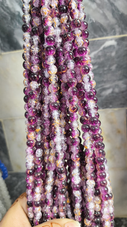 (8mm) High Quality Cracked Glass Beads (24+ Colors)