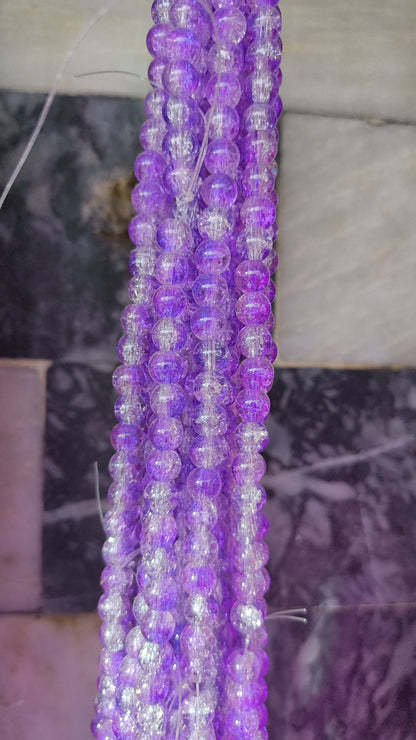(8mm) High Quality Cracked Glass Beads (24+ Colors)