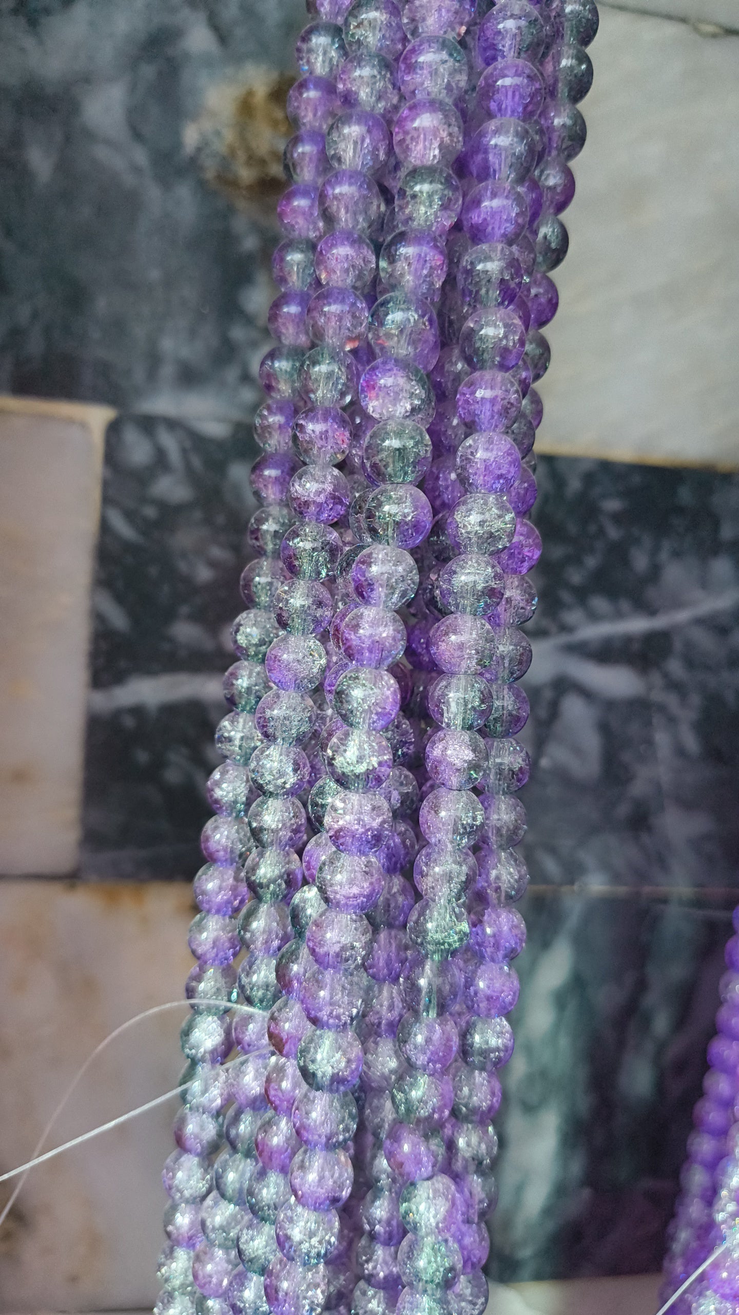 (8mm) High Quality Cracked Glass Beads (24+ Colors)