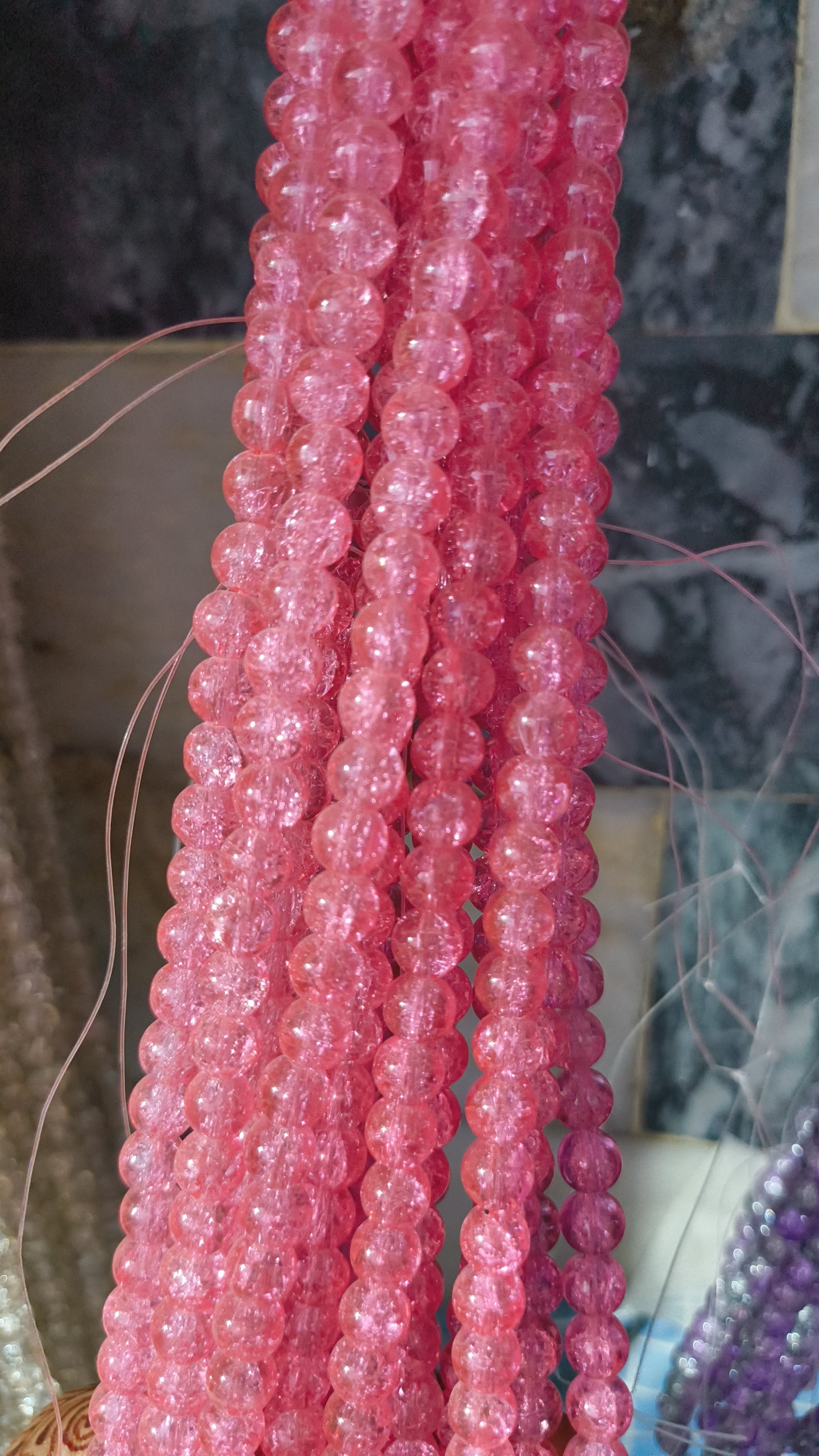 (8mm) High Quality Cracked Glass Beads (24+ Colors)
