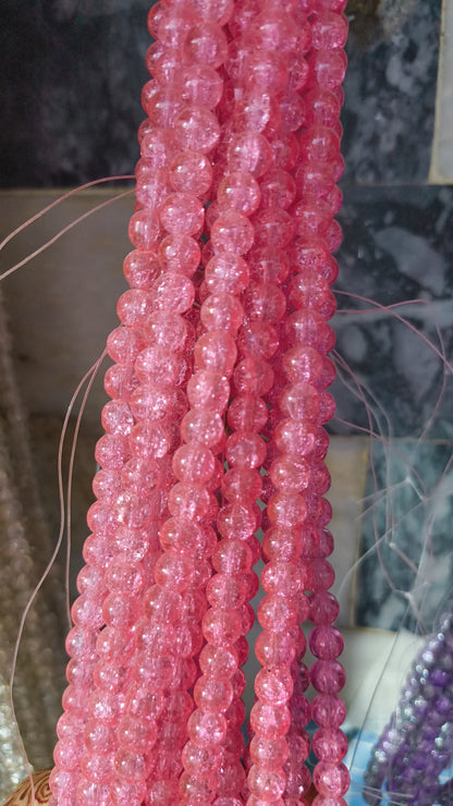 (8mm) High Quality Cracked Glass Beads (24+ Colors)