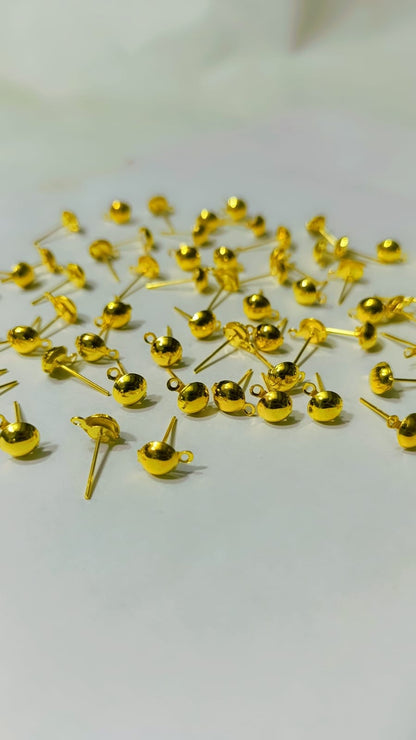20pcs Plain Round Brass Gold Stud Earring