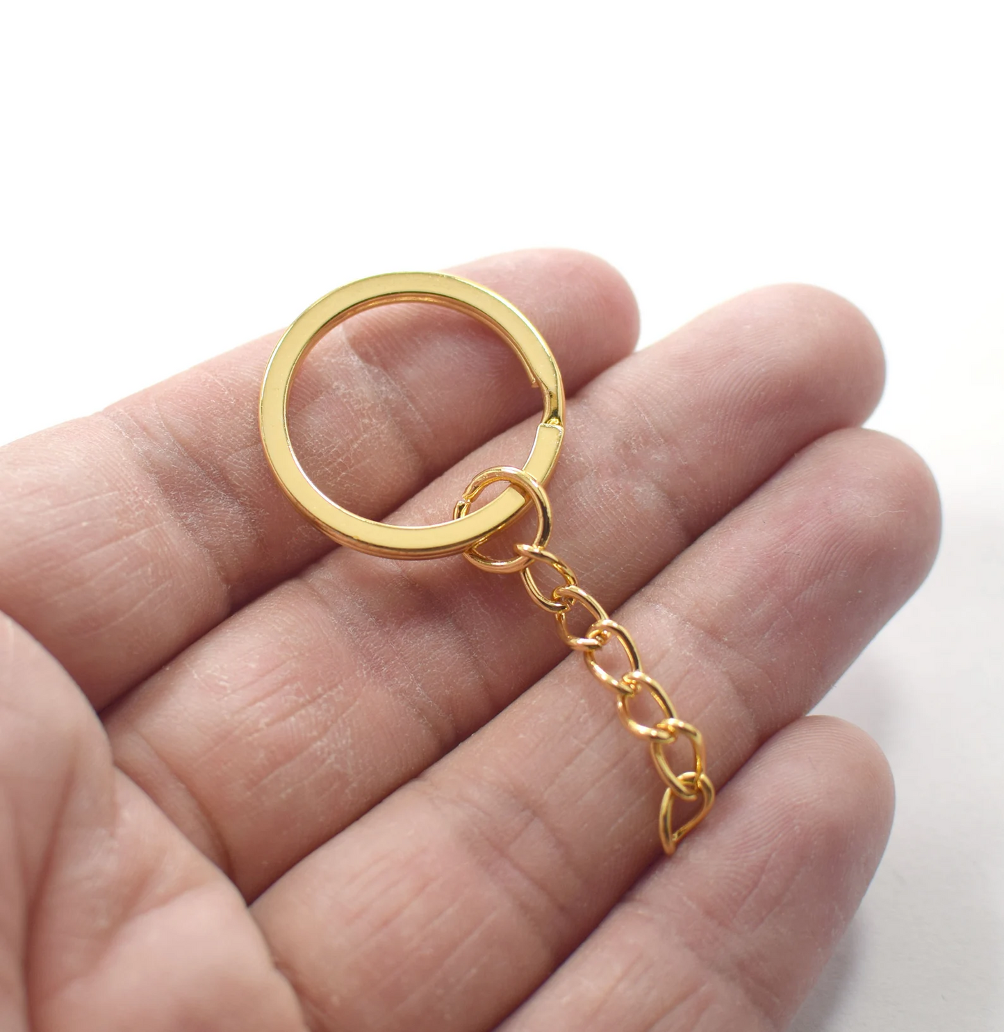 5pcs Metal Keychains with Split Ring Link (Silver/Golden Color) Pendants Holder Rings DIY Key Chains Jewelry Making