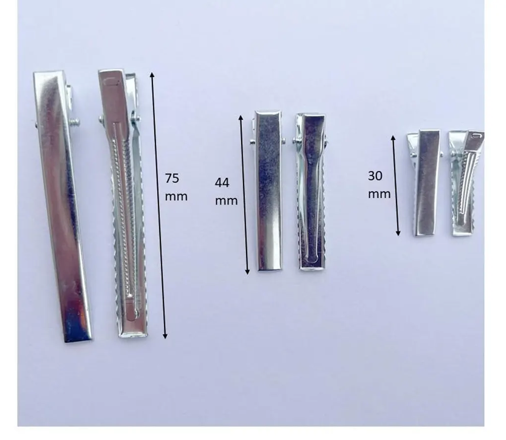 12pcs Alligator Hair Clips for Bows, Crafts - Silver Metal Barrette
