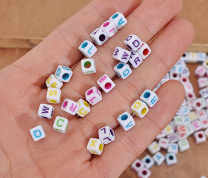 100pcs English letters tiny cube Alphabet Beads, 6mm Mixed Cube Beads