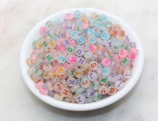 100pcs Glow in Dark Alphabet Letter Beads, Multicolored Letters Plastic Round Beads
