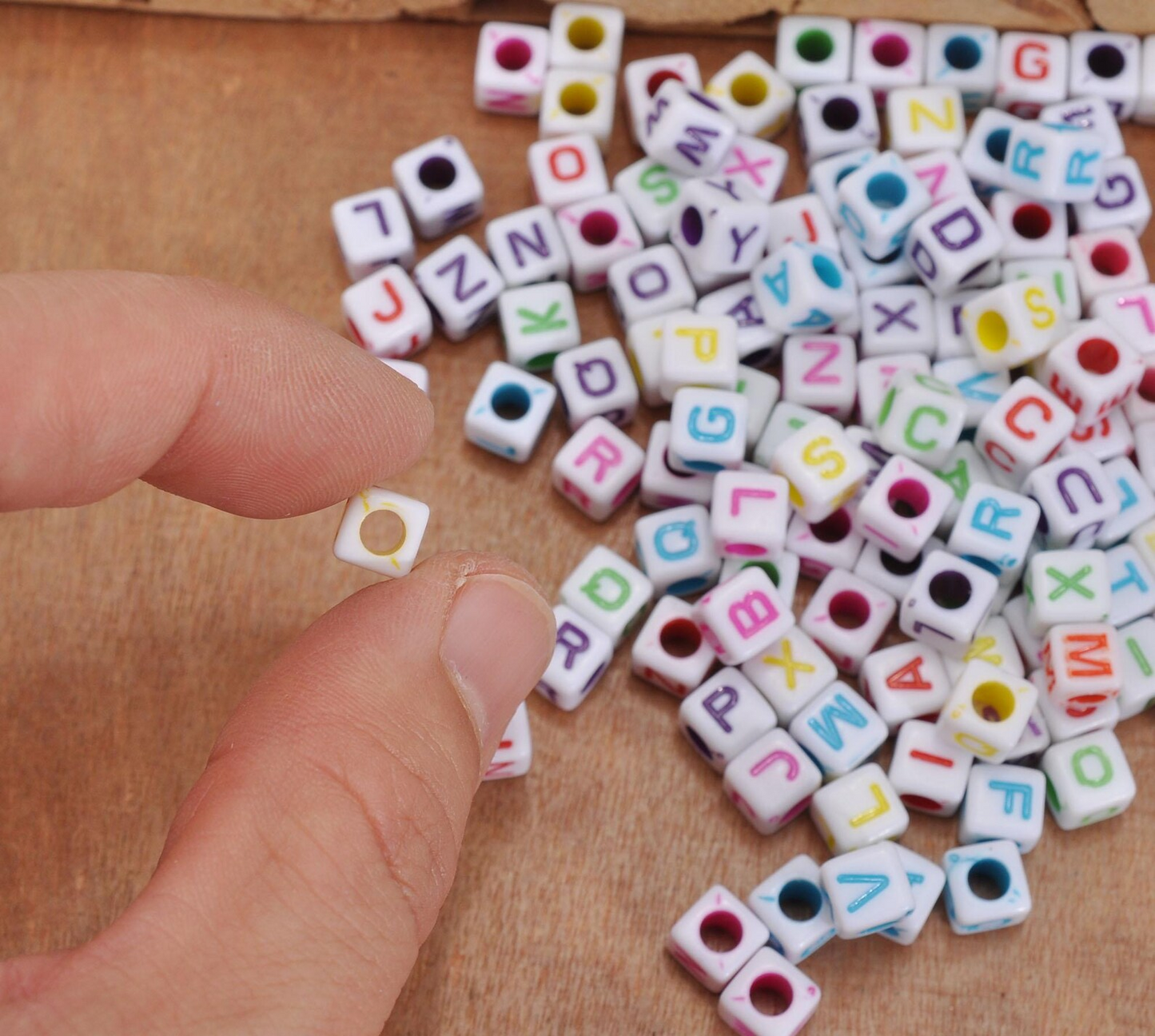 100pcs English letters tiny cube Alphabet Beads, 6mm Mixed Cube Beads