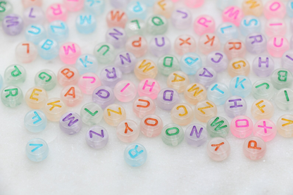 100pcs Glow in Dark Alphabet Letter Beads, Multicolored Letters Plastic Round Beads