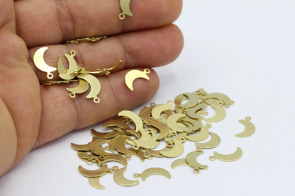 7x14mm Raw Brass Moon Charms , Moon Pendants , Necklace Findings