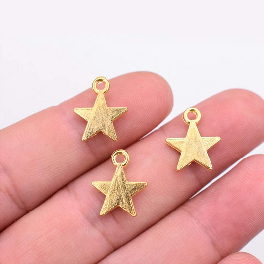 80pcs Mini Star Charms (Gold/Silver), Alloy Star Shape Charms