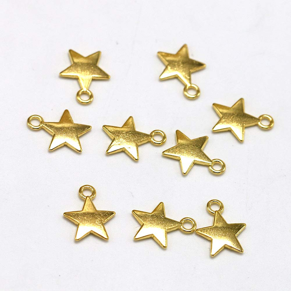 80pcs Mini Star Charms (Gold/Silver), Alloy Star Shape Charms