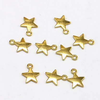 80pcs Mini Star Charms (Gold/Silver), Alloy Star Shape Charms