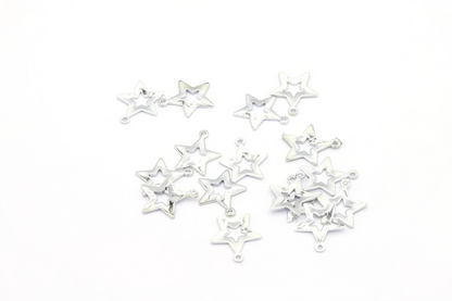 80pcs 13x15mm Rhodium Plated Star Pendants, Necklace Findings, Star Pendants