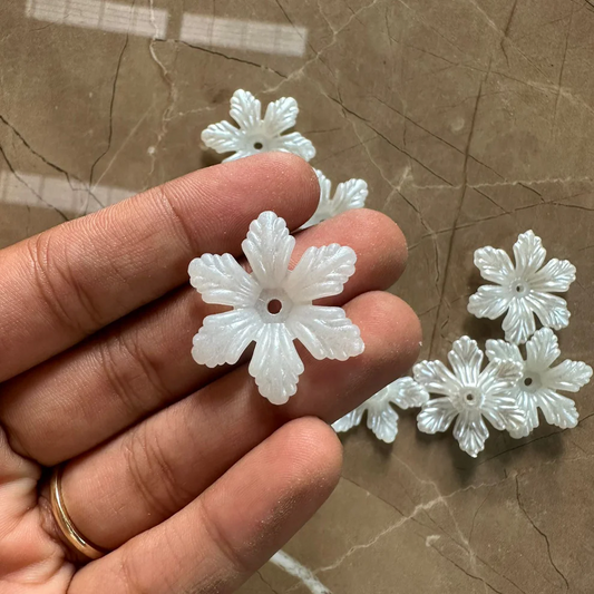 12pc White Flower Beads for Making Craft and Jewellery