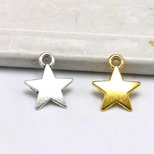 80pcs Mini Star Charms (Gold/Silver), Alloy Star Shape Charms