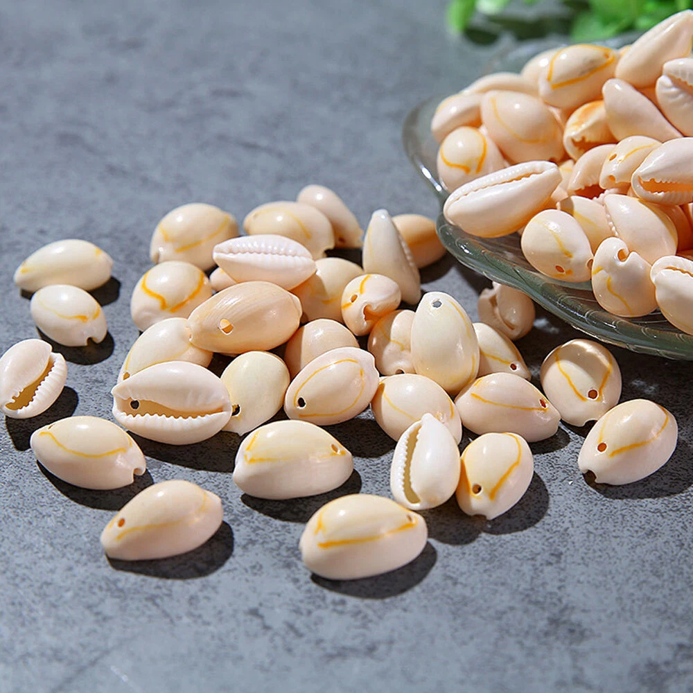 10pcs Small Bulk Cut Sea Beige Cowrie Shell Beads Beach for DIY Jewelry Gift