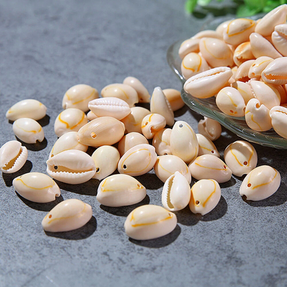 10pcs Small Bulk Cut Sea Beige Cowrie Shell Beads Beach for DIY Jewelry Gift
