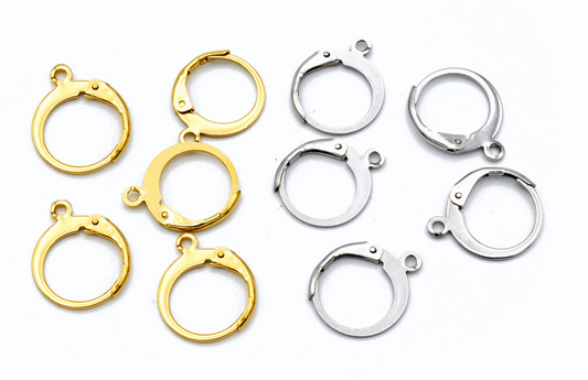 20pcs Lever Back Earring Hooks Stainless Steel (Gold/Silver) | Ear Wali