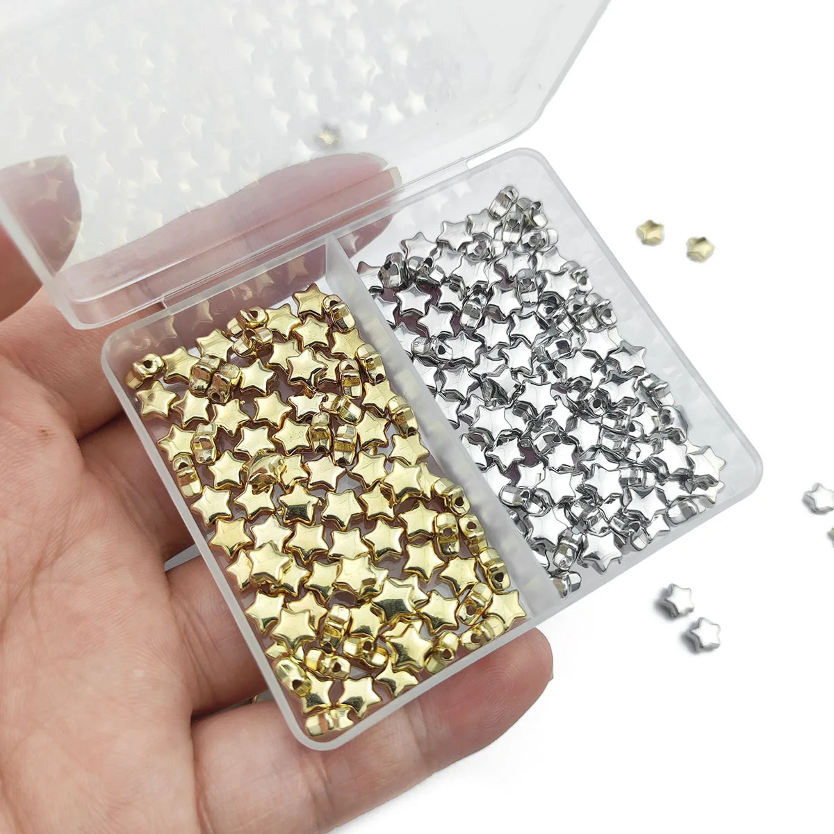 100pcs 6MM Star Gold/Silver Plated CCB Spacer Loose Beads