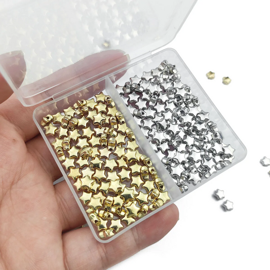 100pcs 6MM Star Gold/Silver Plated CCB Spacer Loose Beads