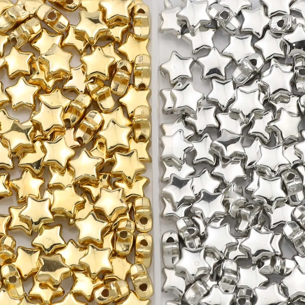 100pcs 6MM Star Gold/Silver Plated CCB Spacer Loose Beads
