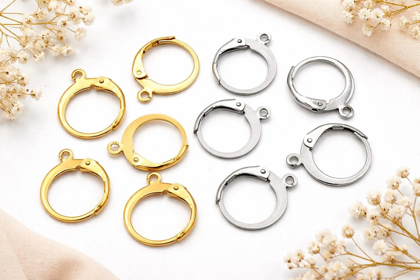 20pcs Lever Back Earring Hooks Stainless Steel (Gold/Silver) | Ear Wali