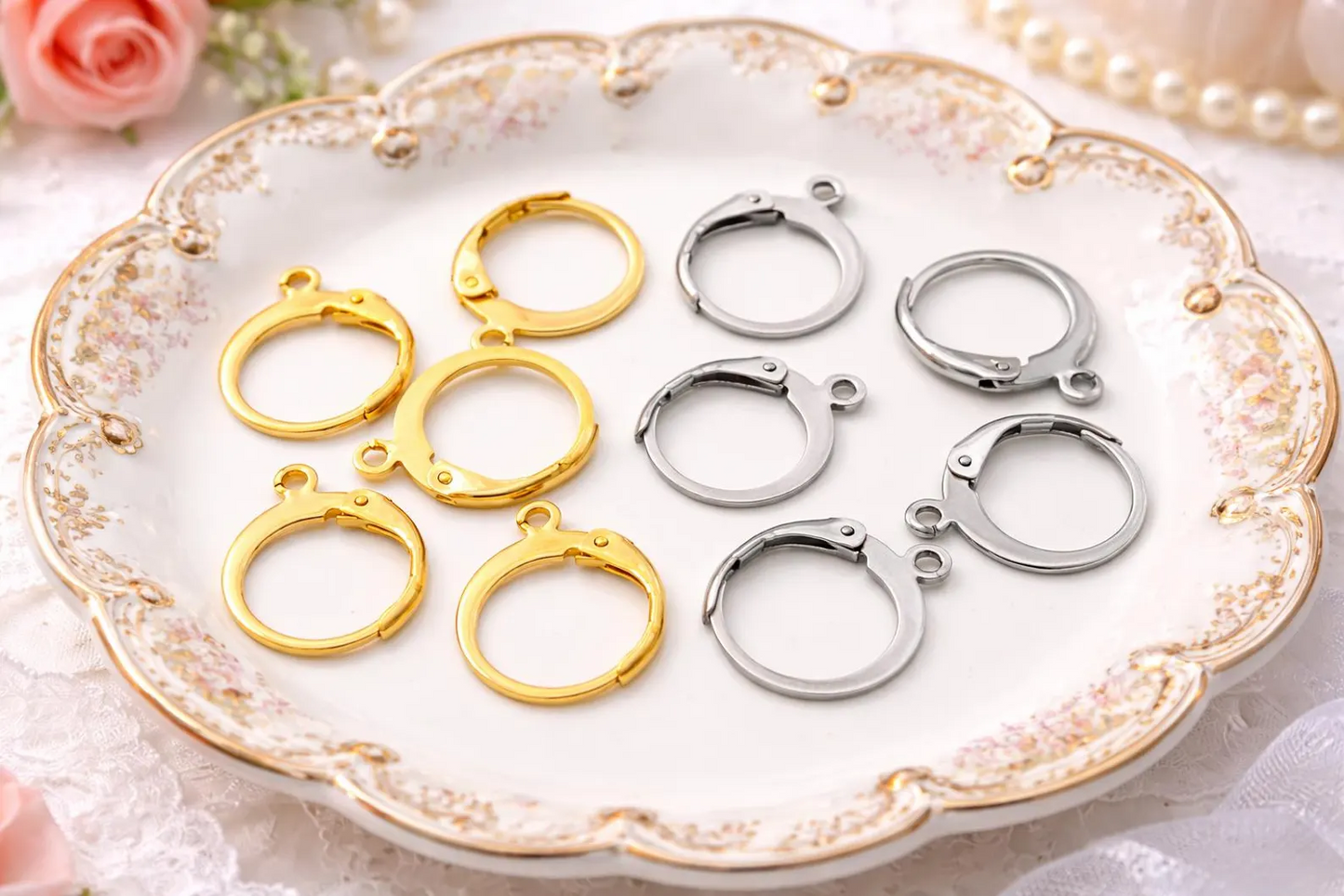 20pcs Lever Back Earring Hooks Stainless Steel (Gold/Silver) | Ear Wali