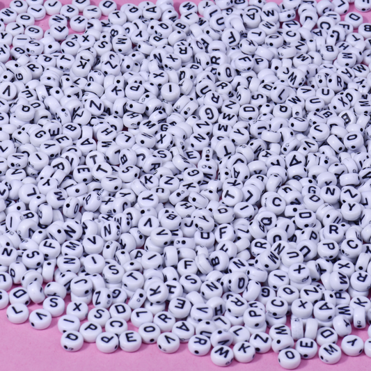 100pcs Mixed Pack 7mm Acrylic Random Alphabets (Black/white)