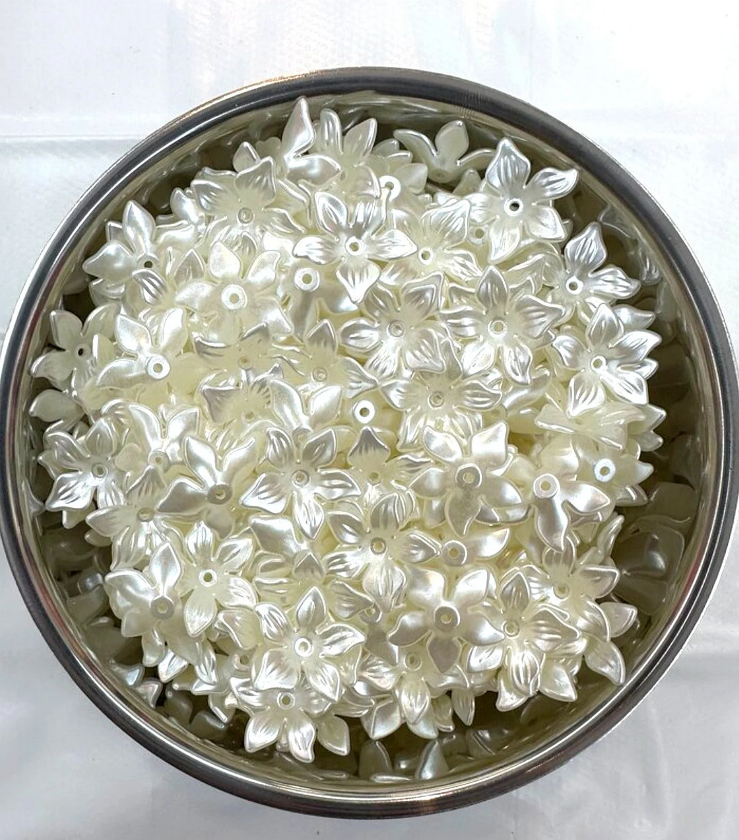 25pcs Pearl jasmine flowers (25mm) (20mm) - ABS plated - high quality acyrlic