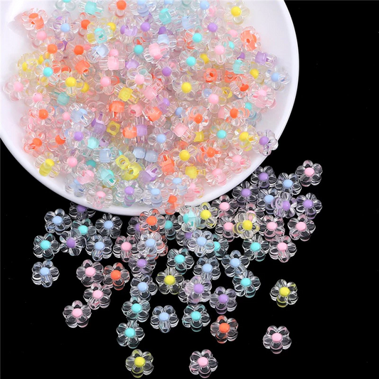 18pcs Colorful Sunflower Beads, Translucent Flower Beads