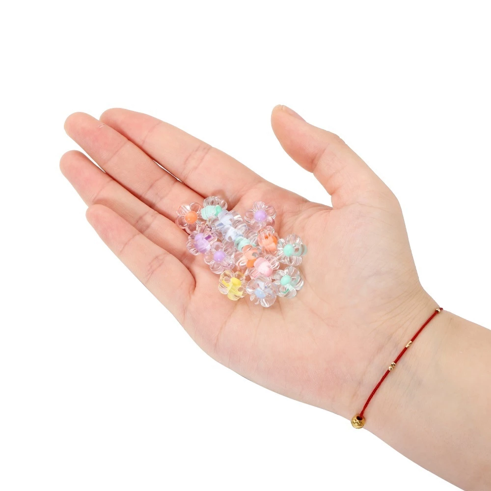 18pcs Colorful Sunflower Beads, Translucent Flower Beads