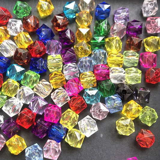 27pcs Colorful Acrylic Square Loose Beads 10mm Faceted Clear Cube Beads DIY Jewelry Findings