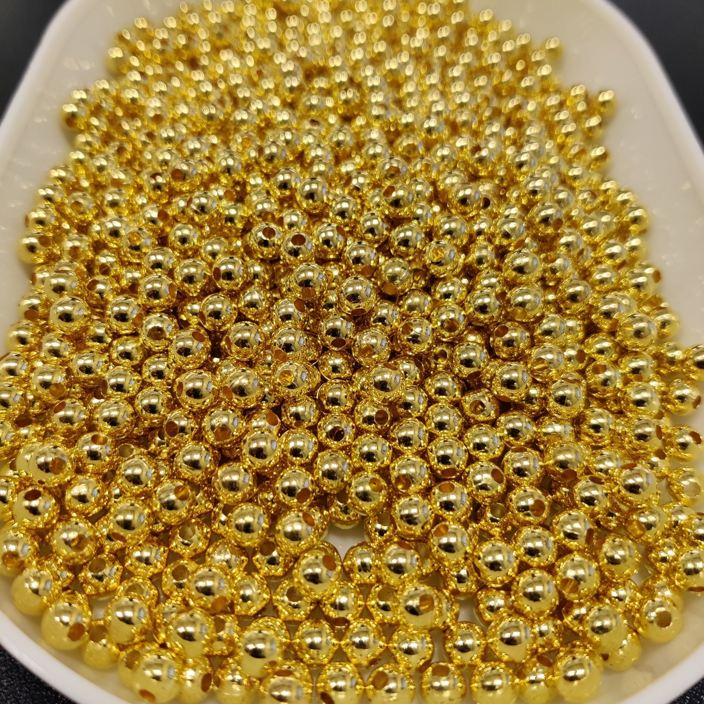 10g (4mm) Shiny Gold/silver Beads, Spacer Beads, Hollow Beads, Tiny Beads