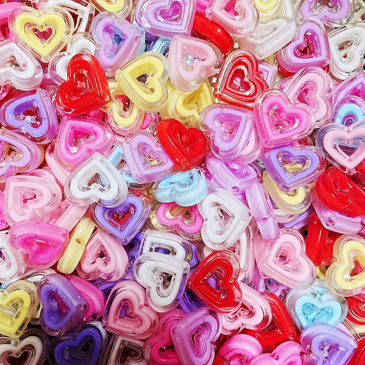 10pcs Acrylic Heart Beads, Multiple Colors for Jewelry Making, Suitable for Bracelets, Necklaces, Keychains, and Hair Additions