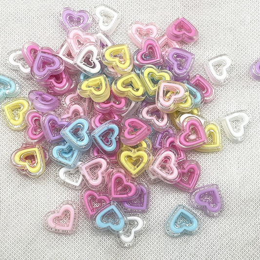 10pcs Acrylic Heart Beads, Multiple Colors for Jewelry Making, Suitable for Bracelets, Necklaces, Keychains, and Hair Additions