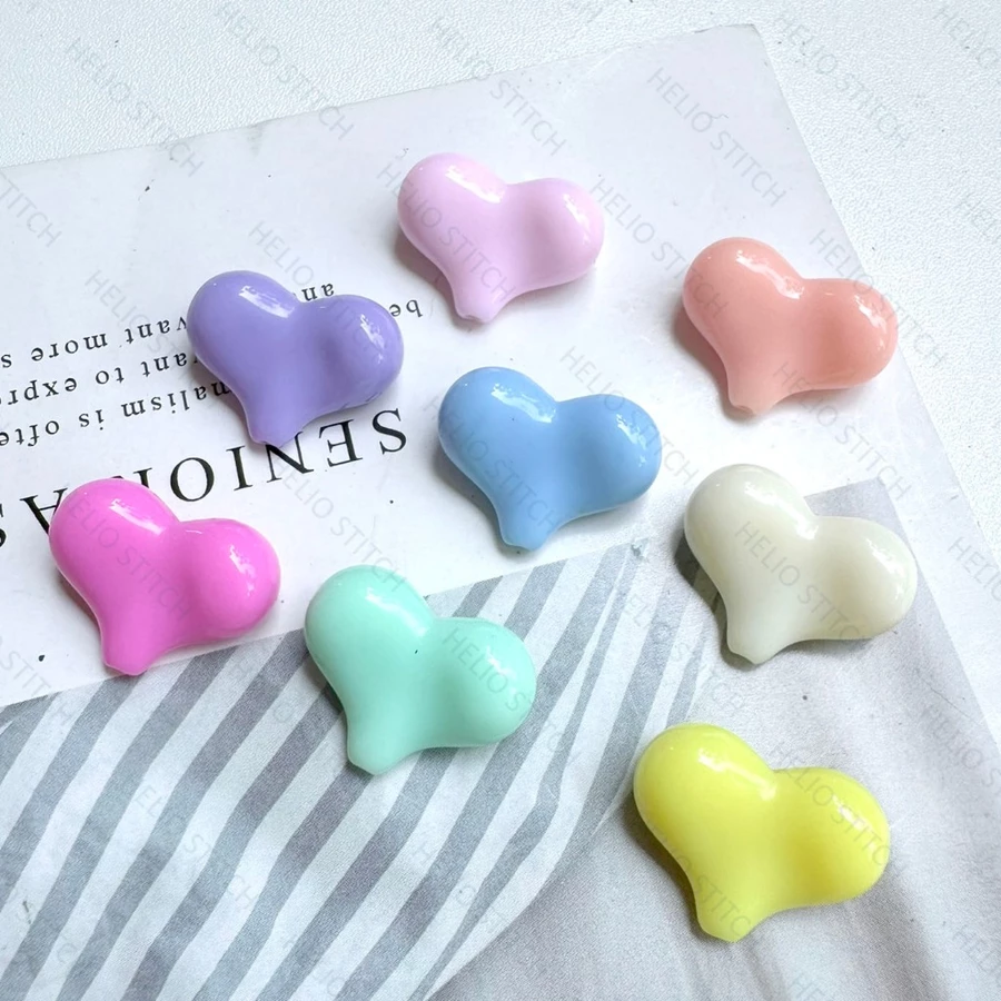 WIDE HEART LOVE beads, Multicolor Puffy Heart Beads