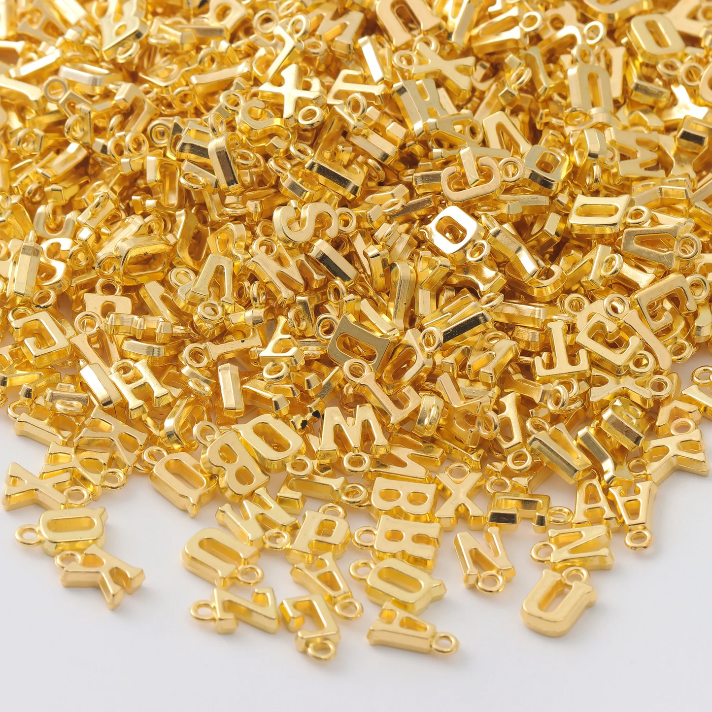 Gold Letter Charm Beads, Mixed Alphabet, DIY Jewelry