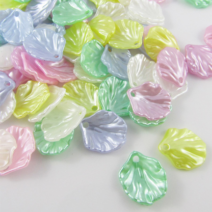 25pcs Mixed Colorful Plastic Leaf Charm Beads, Pendant Acrylic Pastel Pearl