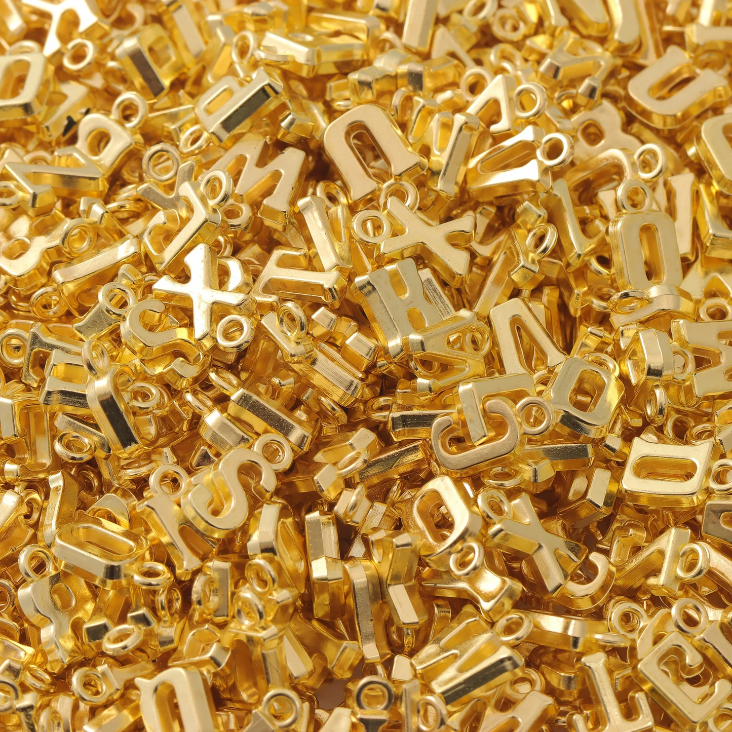 Gold Letter Charm Beads, Mixed Alphabet, DIY Jewelry