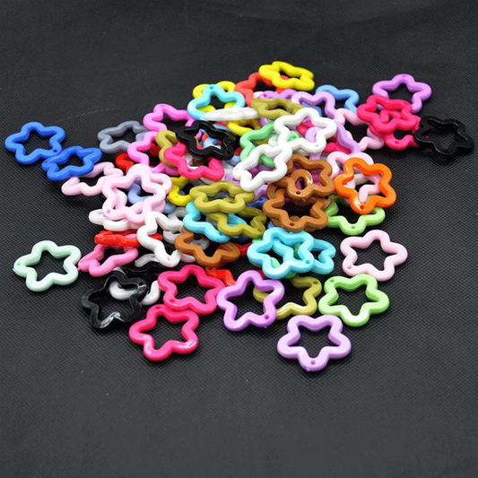 10pcs Mixed Color Plastic Star Ring pendant, Pastel Star Beads, Star Connector Pendant, Chunky Acrylic or Resin Beads, DIY Accessory Jewellry