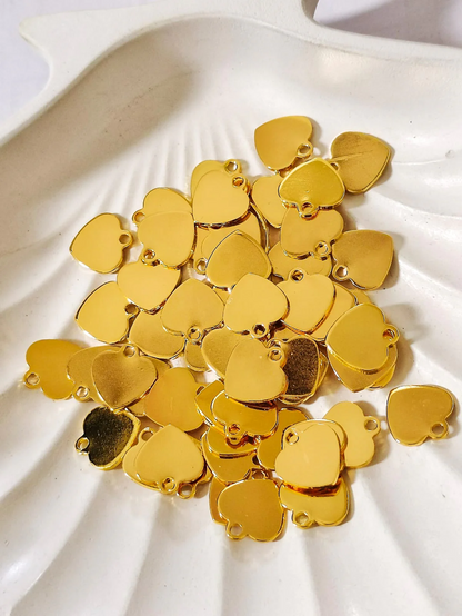 30pcs Stainless Steel Small Flat Heart Charms