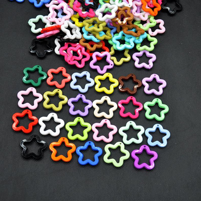 10pcs Mixed Color Plastic Star Ring pendant, Pastel Star Beads, Star Connector Pendant, Chunky Acrylic or Resin Beads, DIY Accessory Jewellry